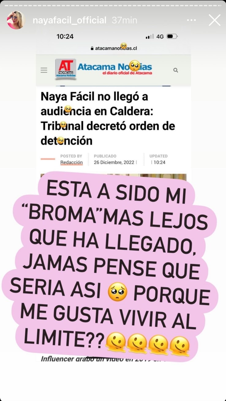 Historia de Naya Fácil. Fuente: Instagram (@nayafacil_official)