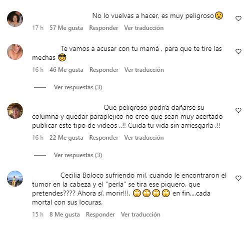 Críticas de internautas a Máximo Bolocco. Fuente: Instagram.