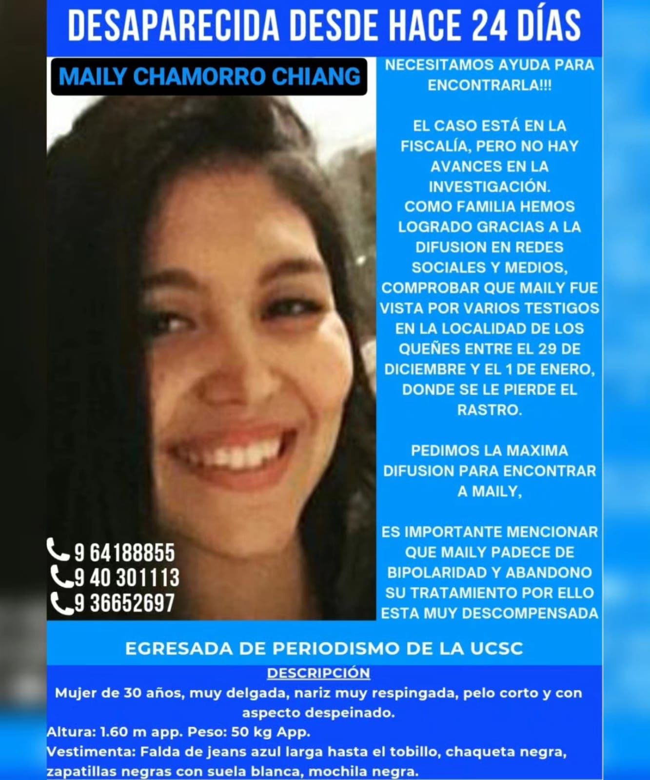 Afiche de búsqueda de Maily Ann Chamorro Chiang.
